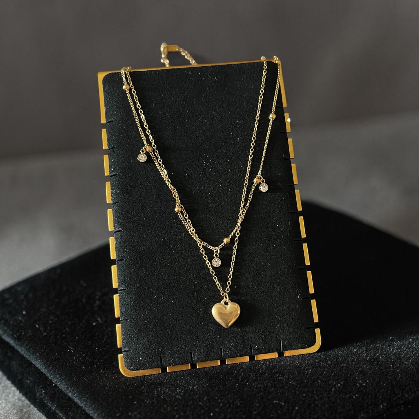 Double Layered Heart Chain Necklace