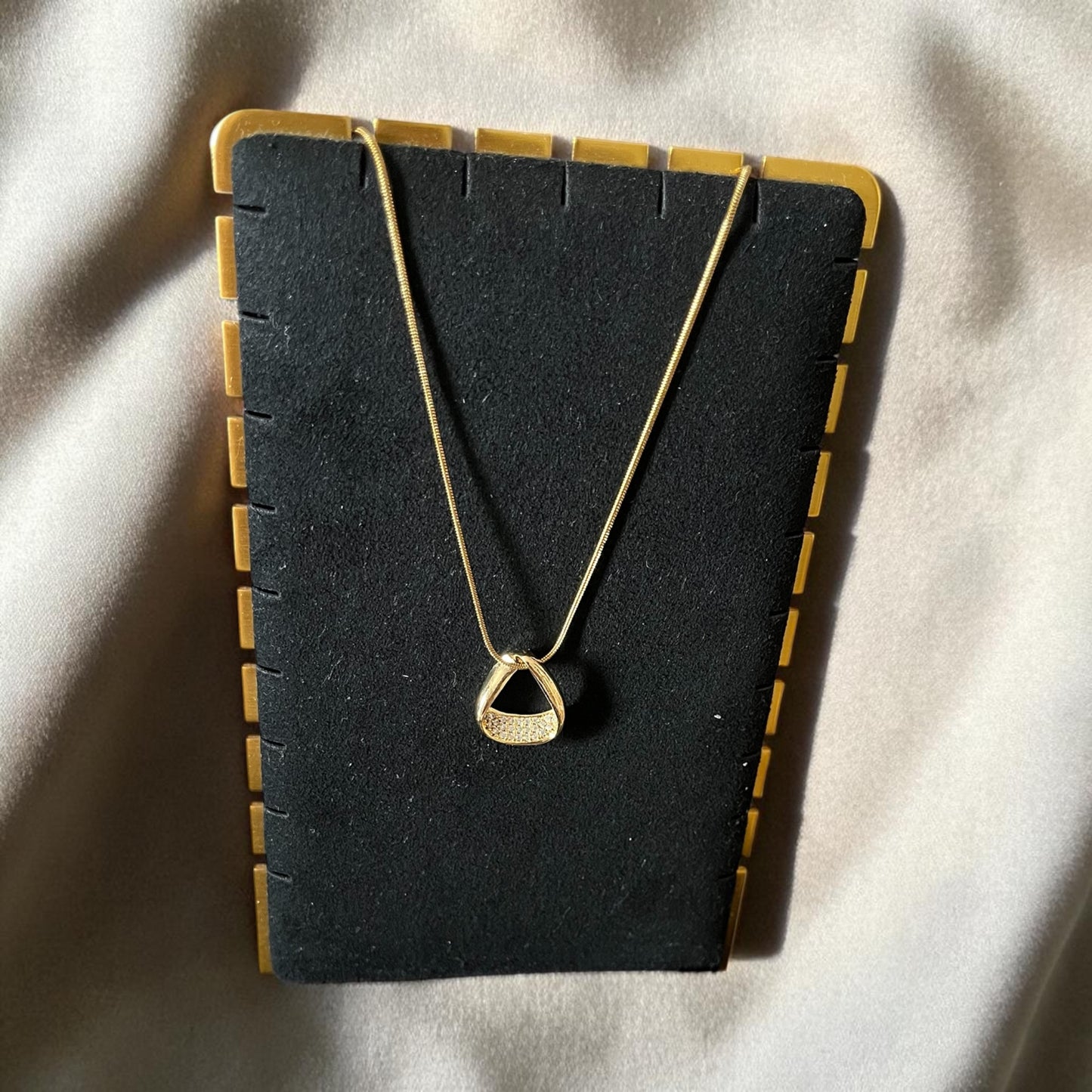 AD Studded Gold Pendant Necklace
