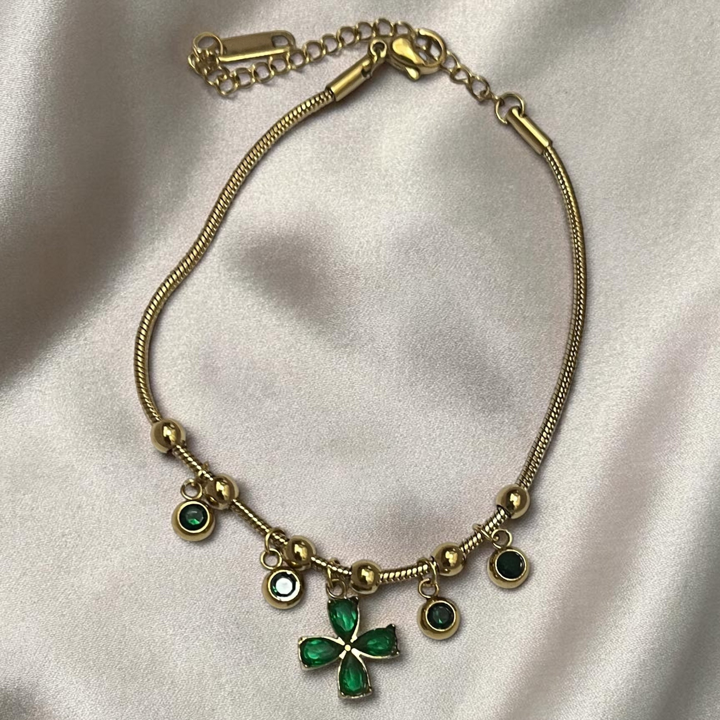 Green Stone Chain Bracelet