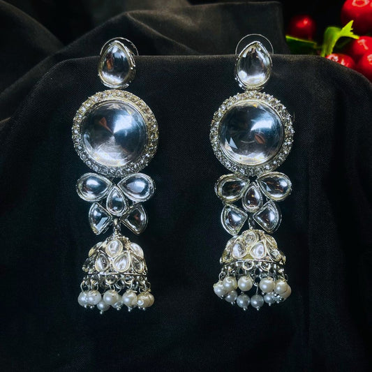 Silver Kundan Earrings