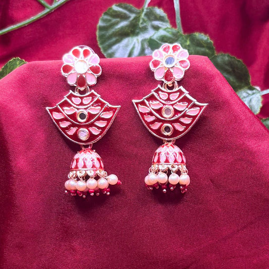 Maroon Meenakari Earrings