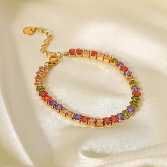 Multicolor Stone Tennis Chain Bracelet