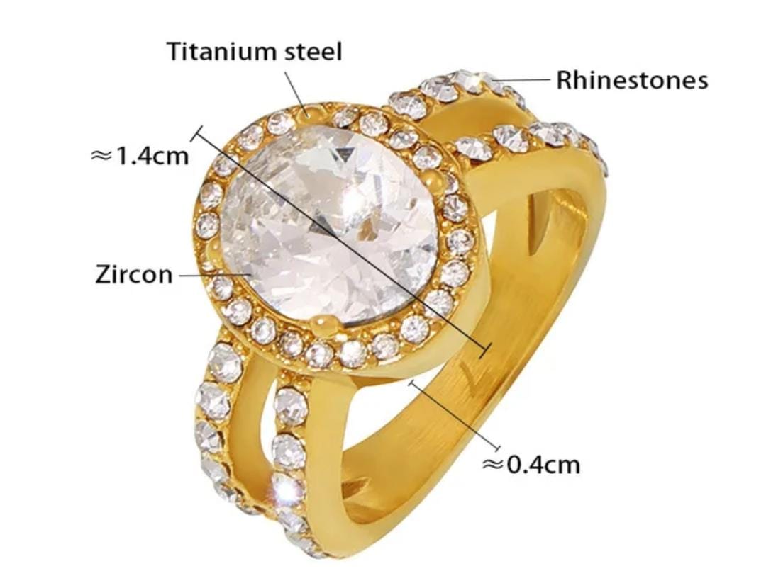 White Rhinestones Statement Ring