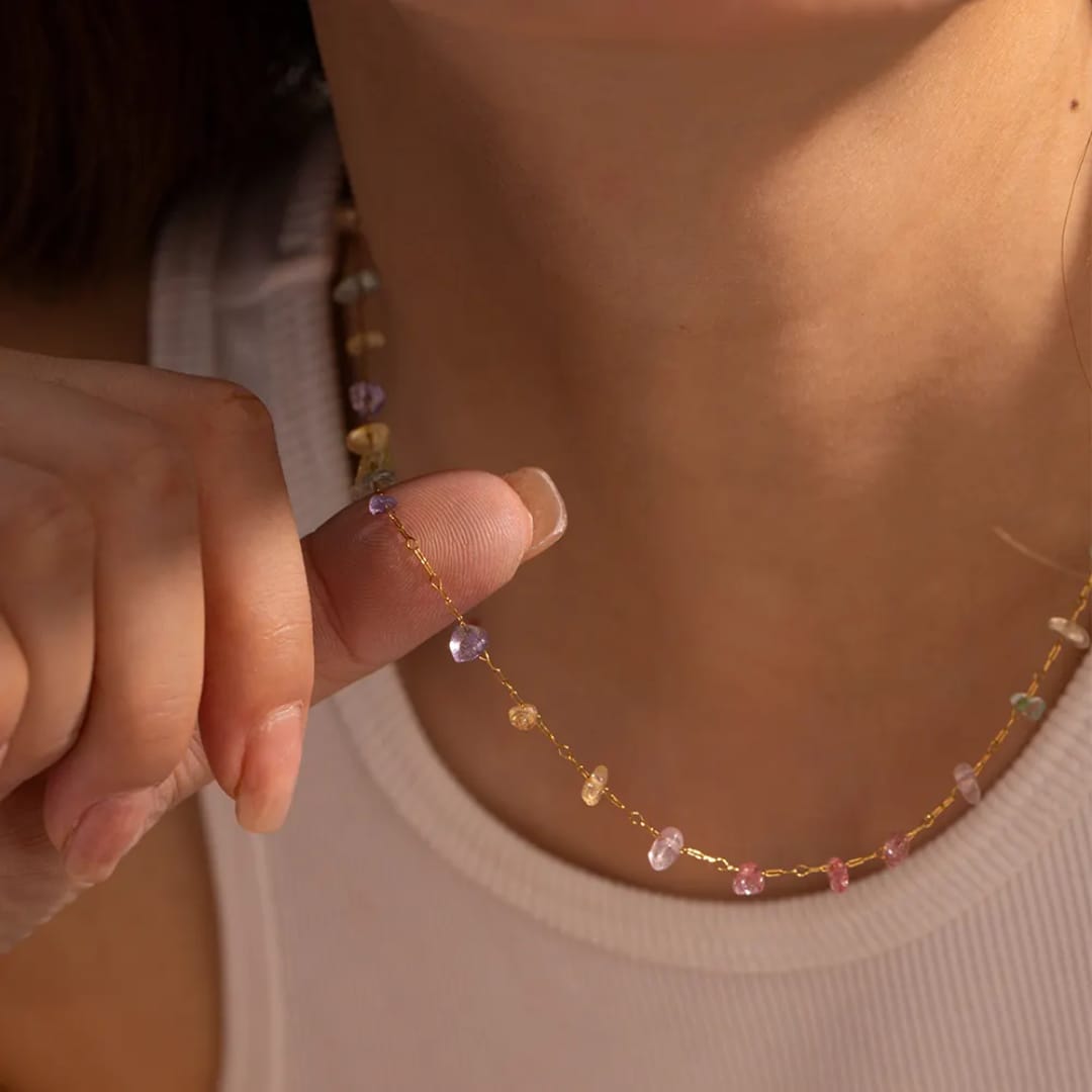 Natural Chakra Chip Chain Necklace