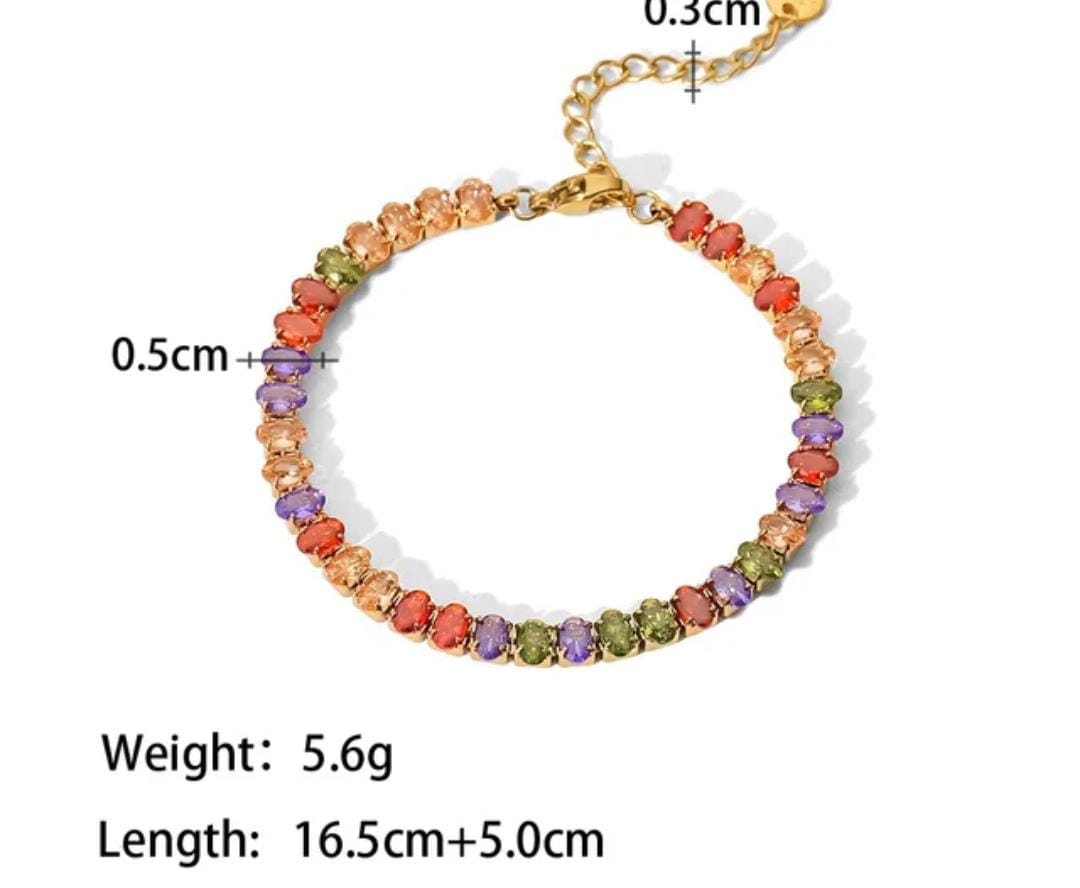 Multicolor Stone Tennis Chain Bracelet