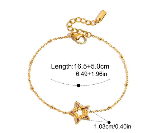 Star Pink AD Chain Bracelet