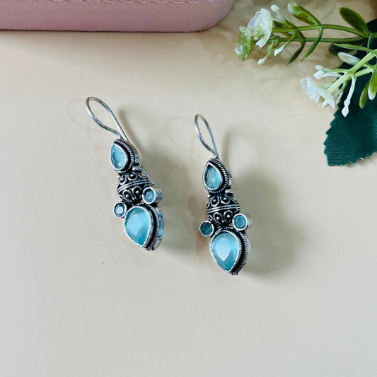 Silver Oxidised Hook Earrings