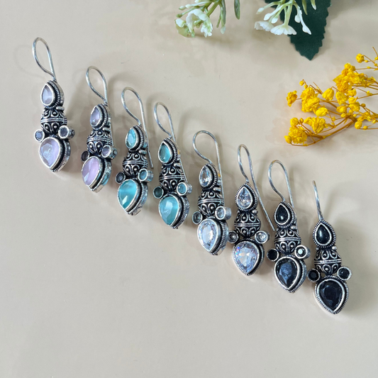 Silver Oxidised Hook Earrings