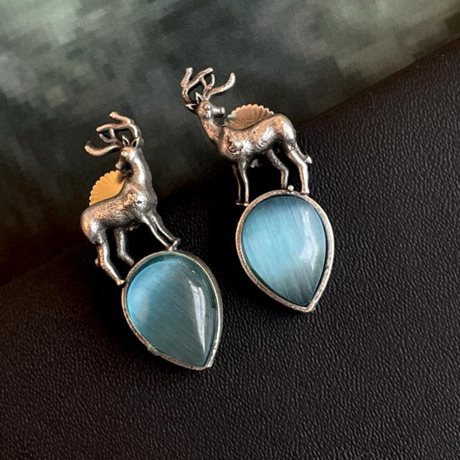 Silver Deer Studs Earrings