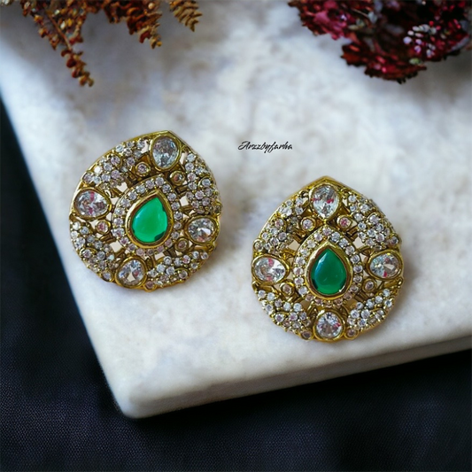 Polki Moissanite Victorian Studs