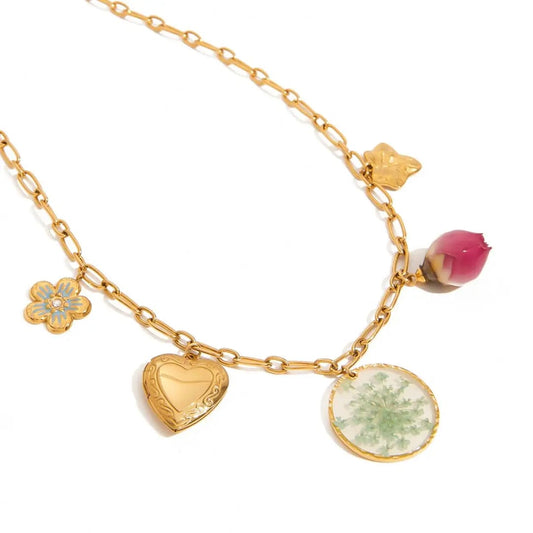 18k Gold Charms Chain Necklace