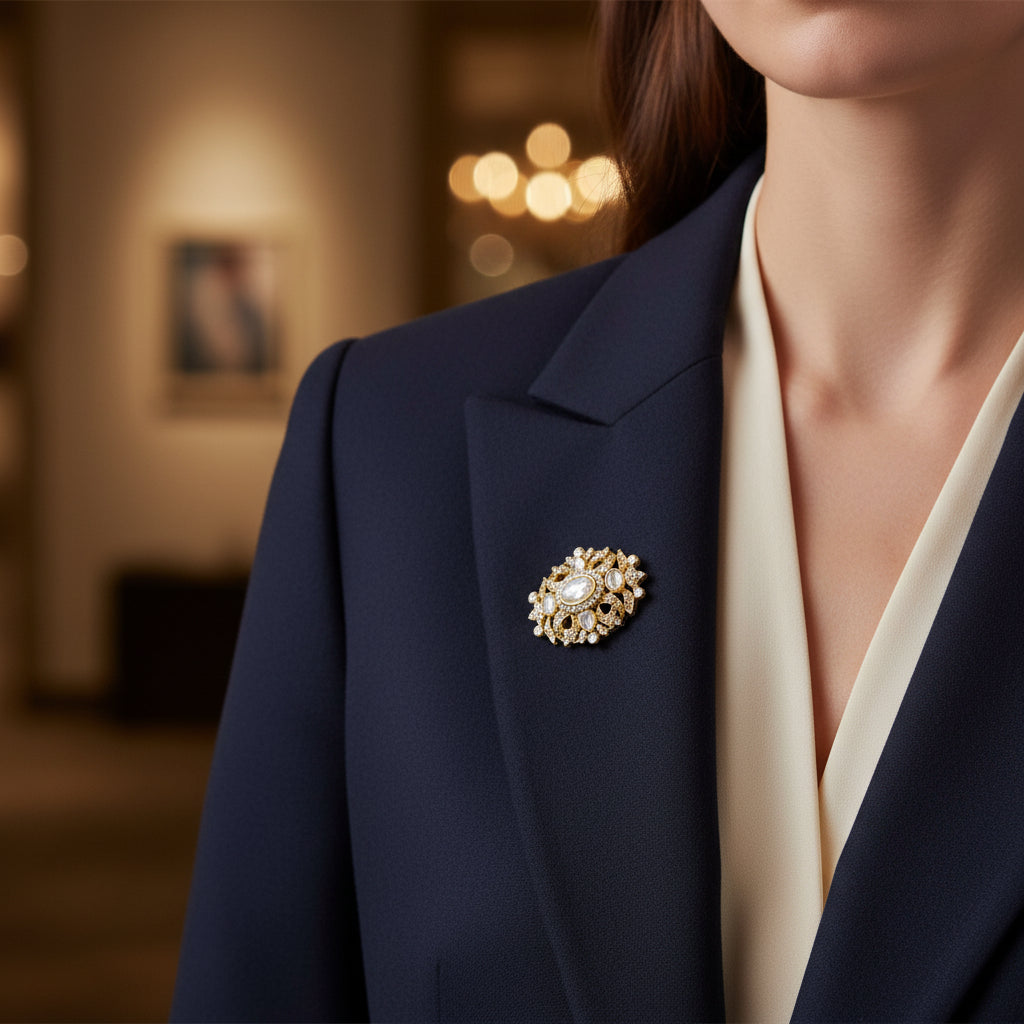 Classy Victorian White Brooch