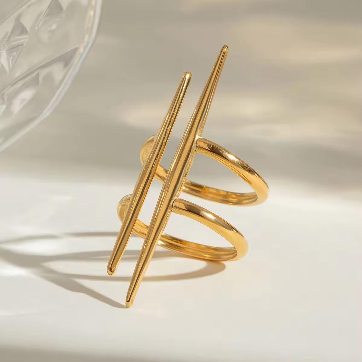 18k Gold Plated V Shape Ring