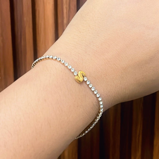 S Alphabet Tennis Bracelet