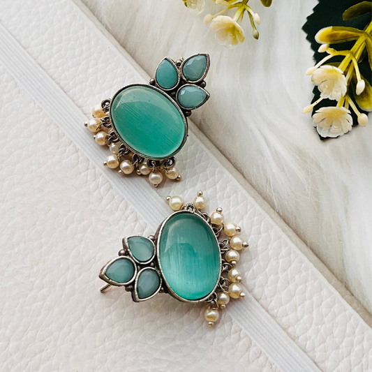 Aqua Blue Monalisa Stud Earrings