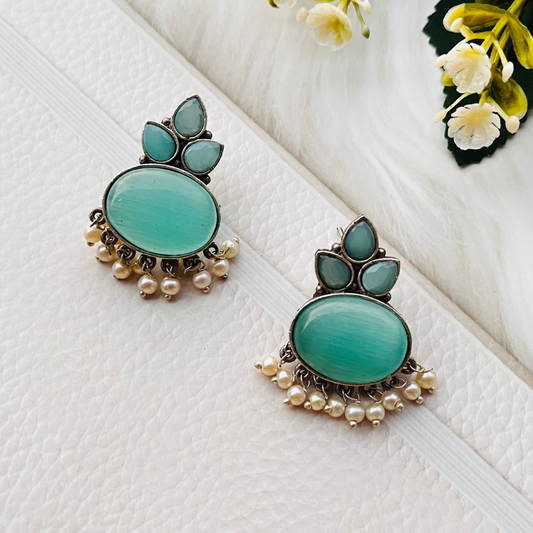 Aqua Blue Monalisa Stud Earrings