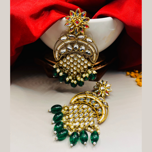 Gold-Toned Designer Chandbali Earrings
