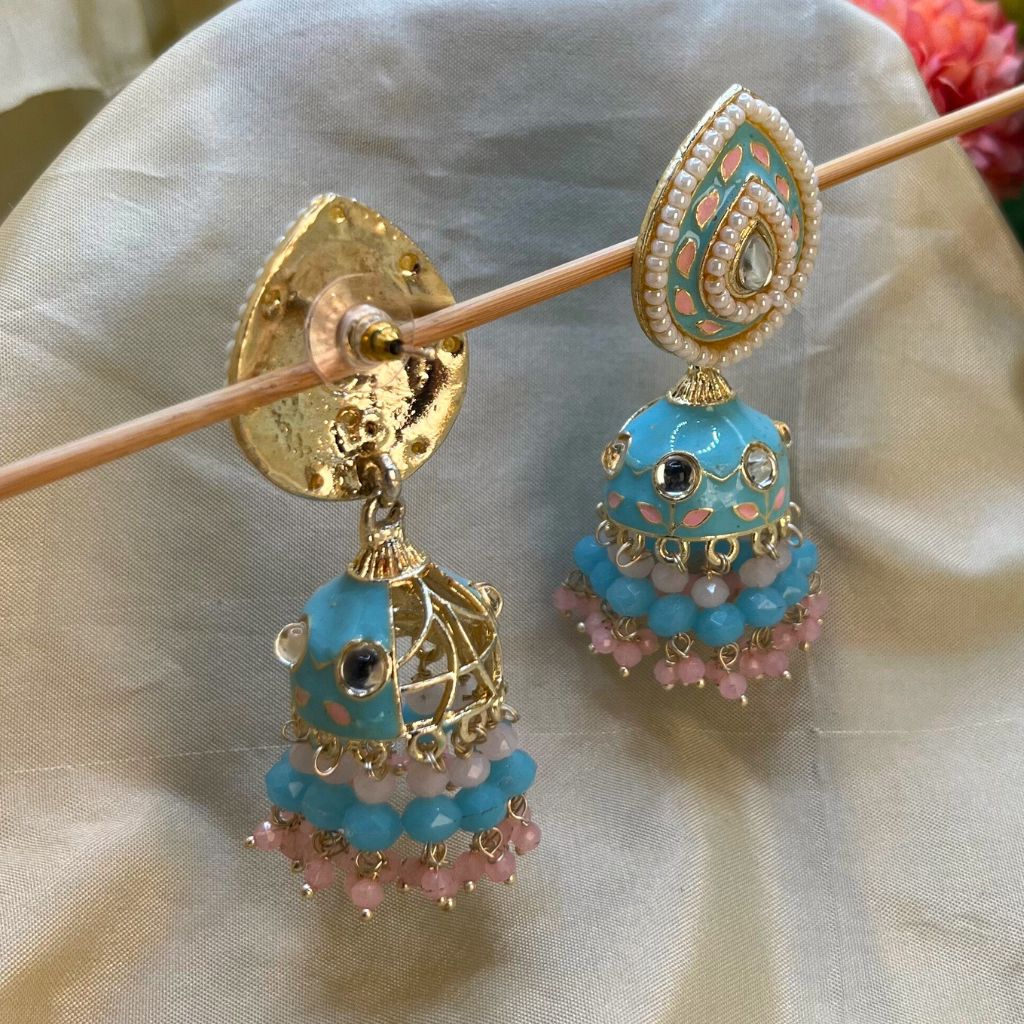 Sky Blue Meenakari Earrings