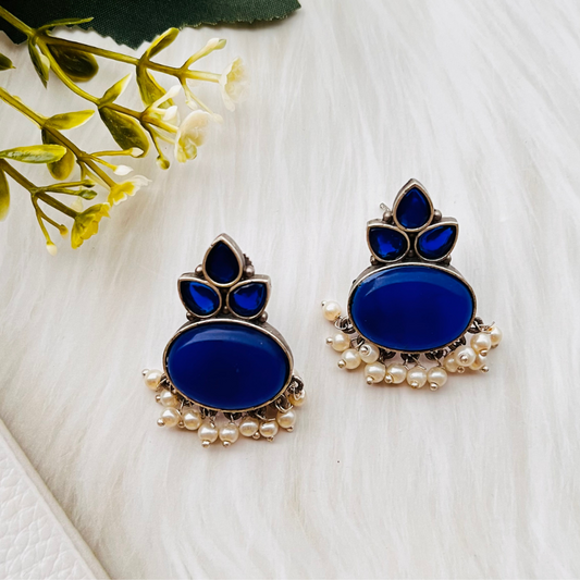 Royal Blue Monalisa Stud Earrings