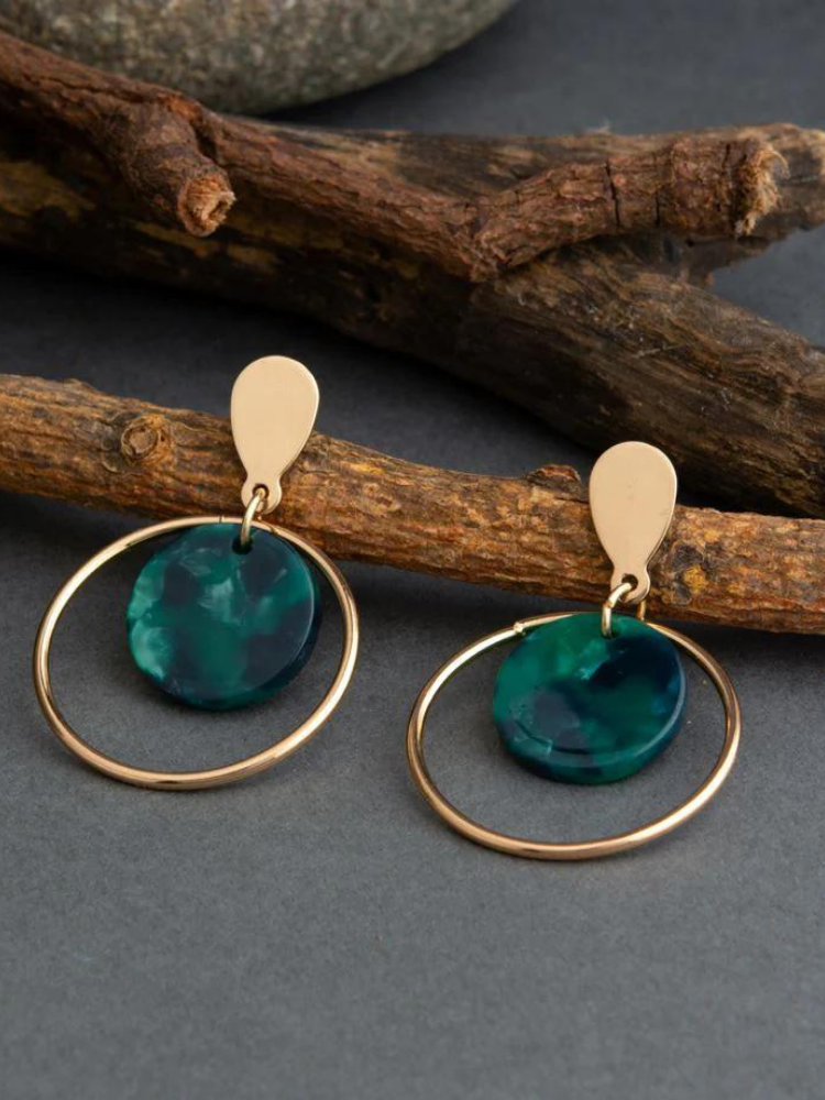 Gold Plated Circular Shaped With Acrylic Fashion Indo Western Earring
