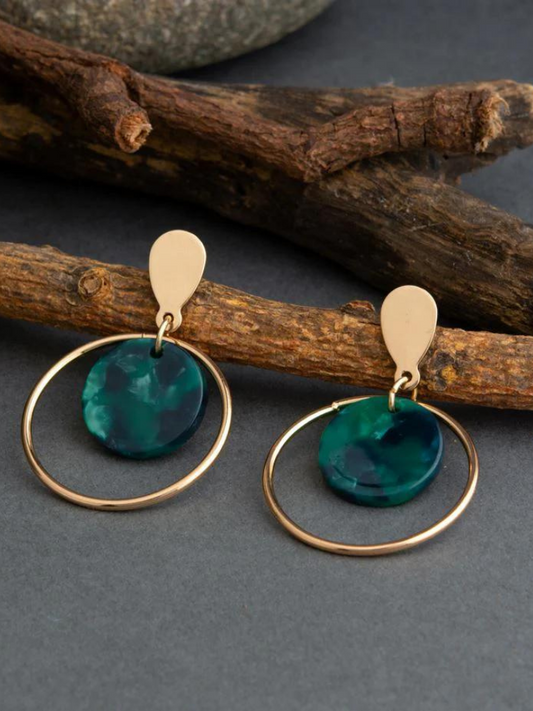 Gold Plated Circular Shaped With Acrylic Fashion Indo Western Earring
