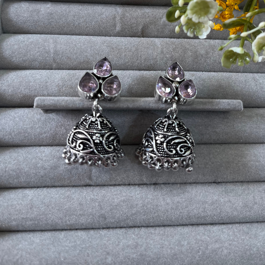 Crystal Pink Jhumki Earring