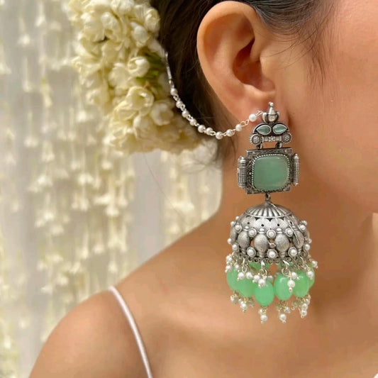 Jhumka With Hair Chain Earrings