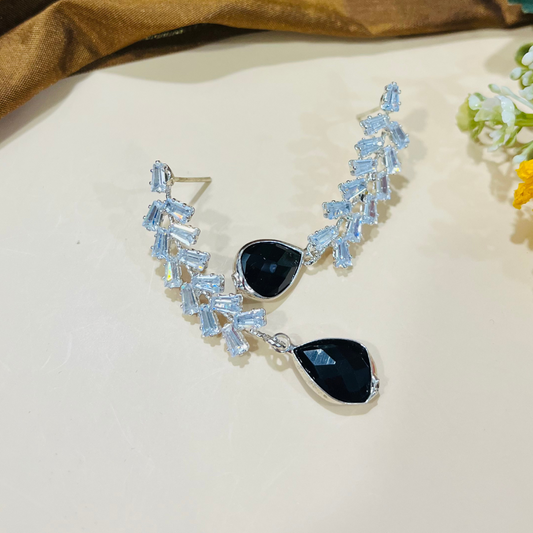 925 Sterling Silver Black Drop Earring