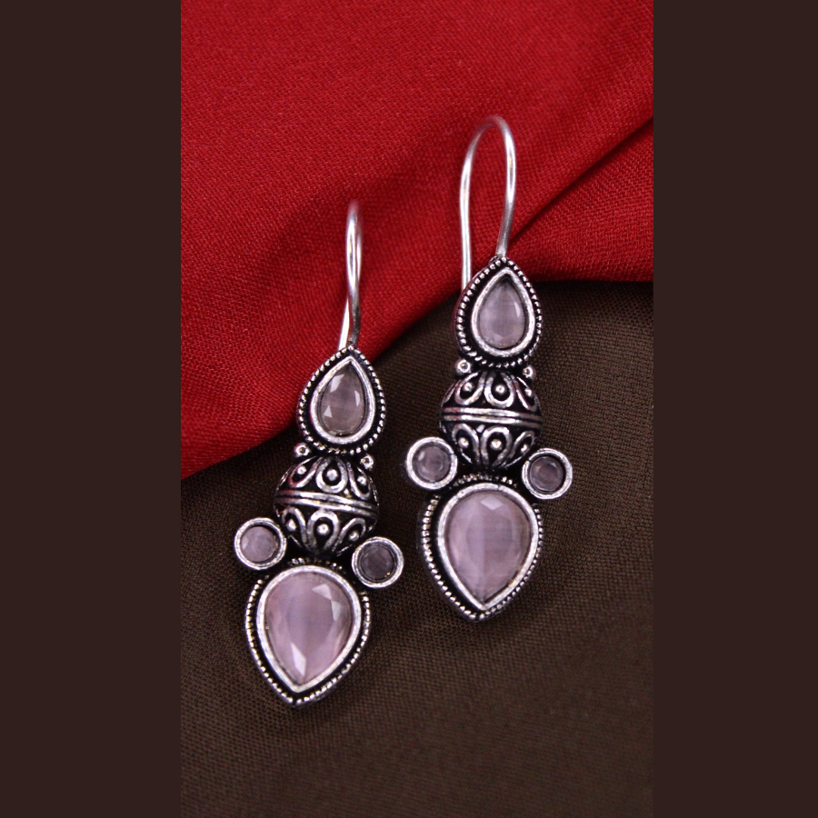 Silver Oxidised Hook Earrings