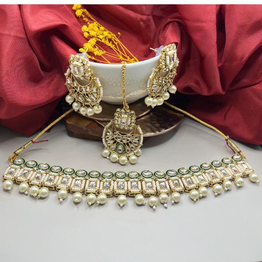 Choker Chandbali Set with Maang Tikka