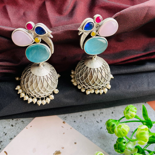 Bird shaped Silver Plated Classy Jhumki