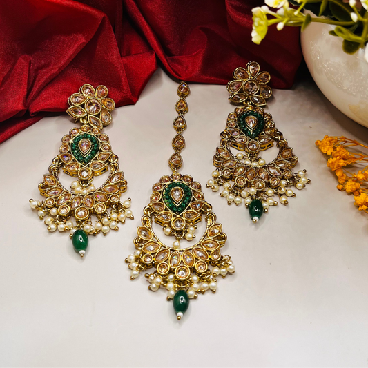 Earrings with Maang Tikka for Eid and Wedding