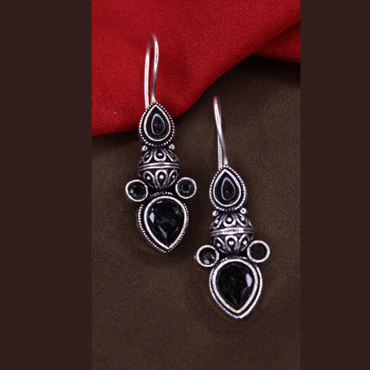 Silver Oxidised Hook Earrings
