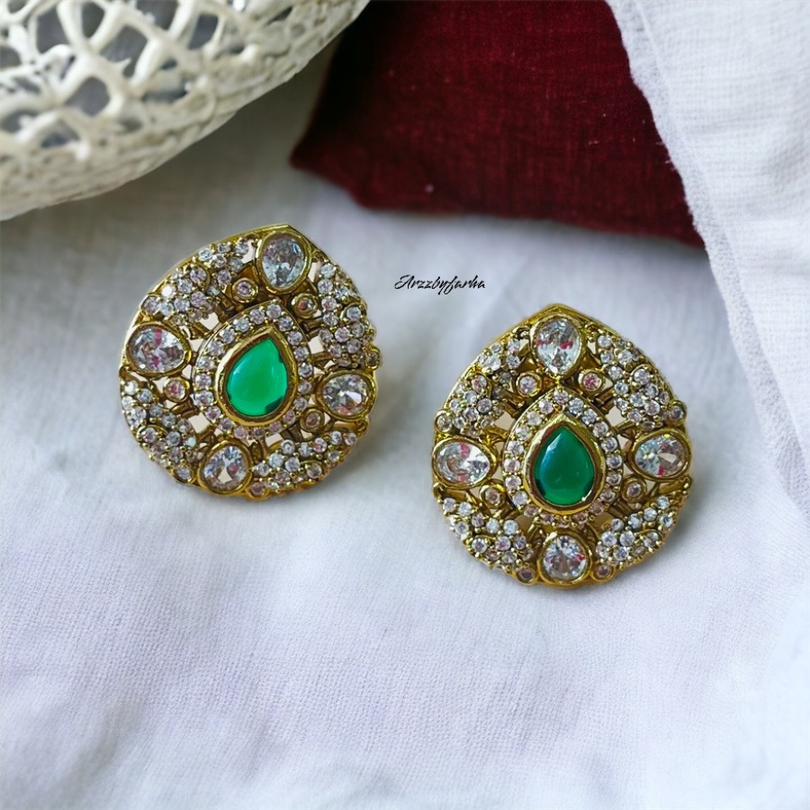 Polki Moissanite Victorian Studs