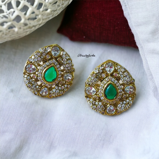 Polki Moissanite Victorian Studs