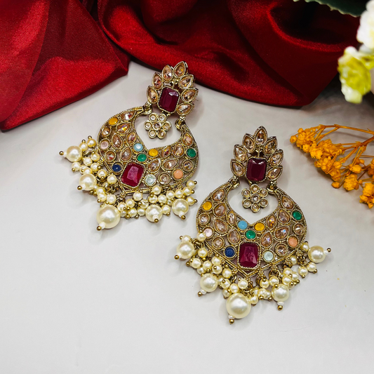 Kundan Polki Beaded Earring