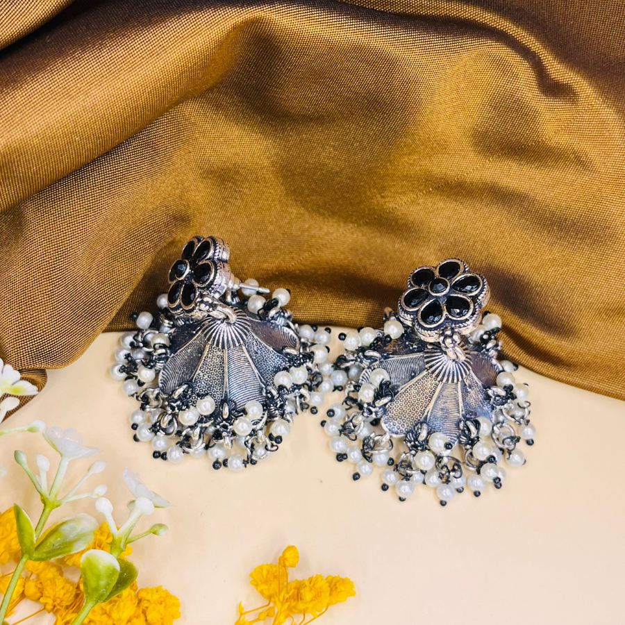 Premium Silver Jhumki Earrings