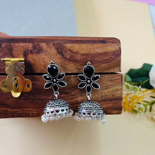 Black Stone Jhumki Earring