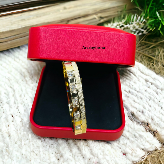 Gold Platted Zircon Studded Cuff Bracelet