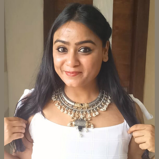 Oxidised Dual Tone Necklace Set