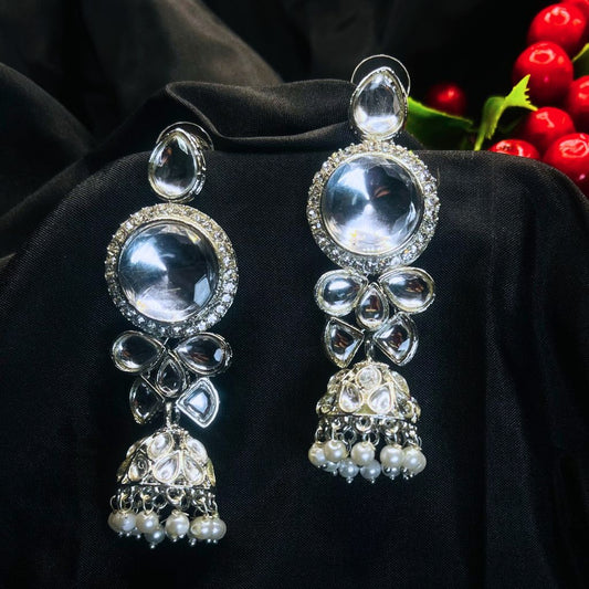 Silver Kundan Earrings