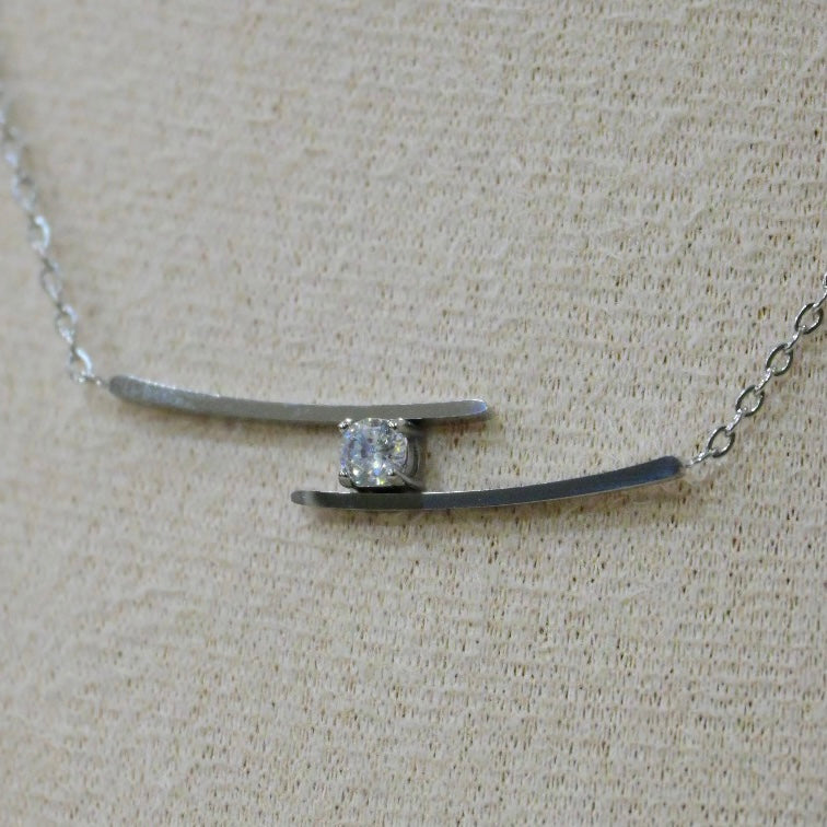 Silver Stone Chain Necklace