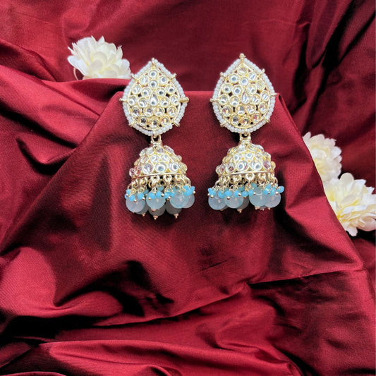 Sky Blue Kundan Earrings