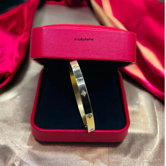 Gold Platted Zircon Studded Cuff Bracelet