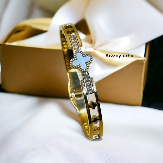 Gold Platted Zircon Studded Cuff Bracelet