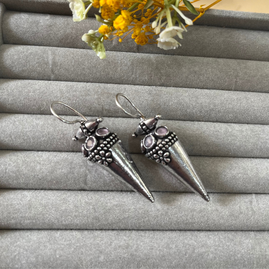 Silver Oxidised Hook Earrings