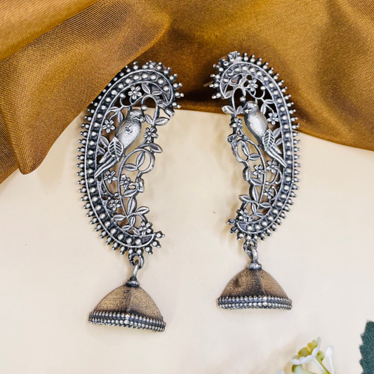 Oxidised Silver Vintage Drop Earrings