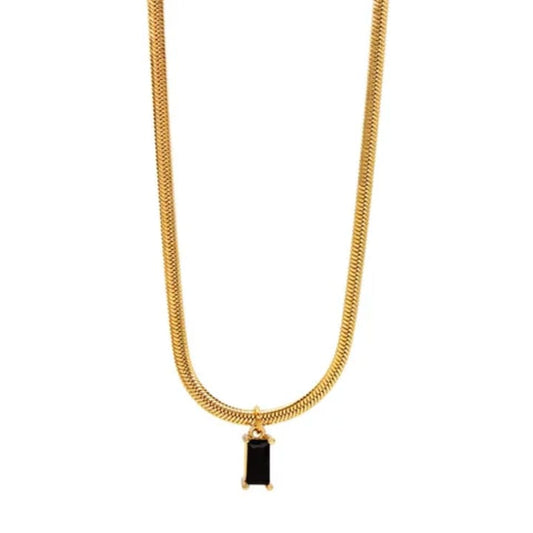 Black Stone Pendant Necklace