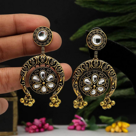 Gold Oxidised Earrings