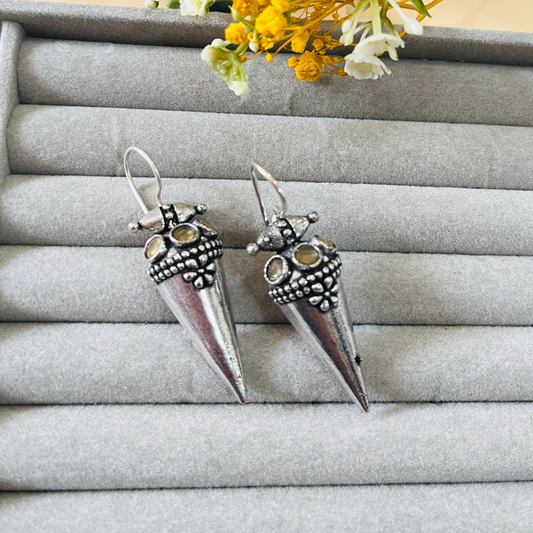 Silver Oxidised Hook Earrings